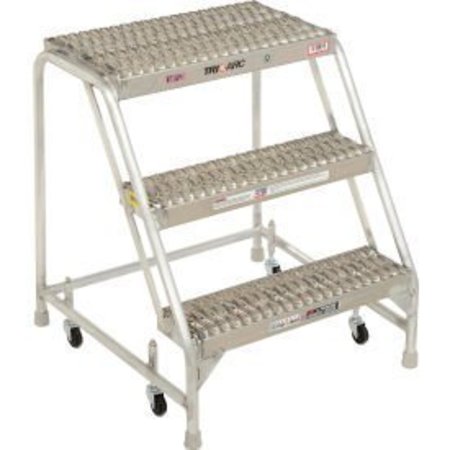 TRI ARC MANUFACTURING 3 Step Aluminum Rolling Ladder, 24"W Grip Step, W/O Handrails - WLAR003245 WLAR003245